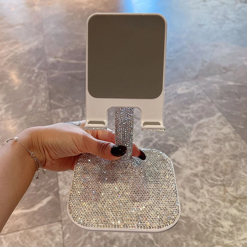Tablet Ipad Accessories - Bling เพชรที่วางโทรศัพท์ตั้งโต๊ะที่ใส่ iPad ปรับได้แท็บเล็ตคอมพิวเตอร์เดสก์ท็อปสากลสตรีมสด