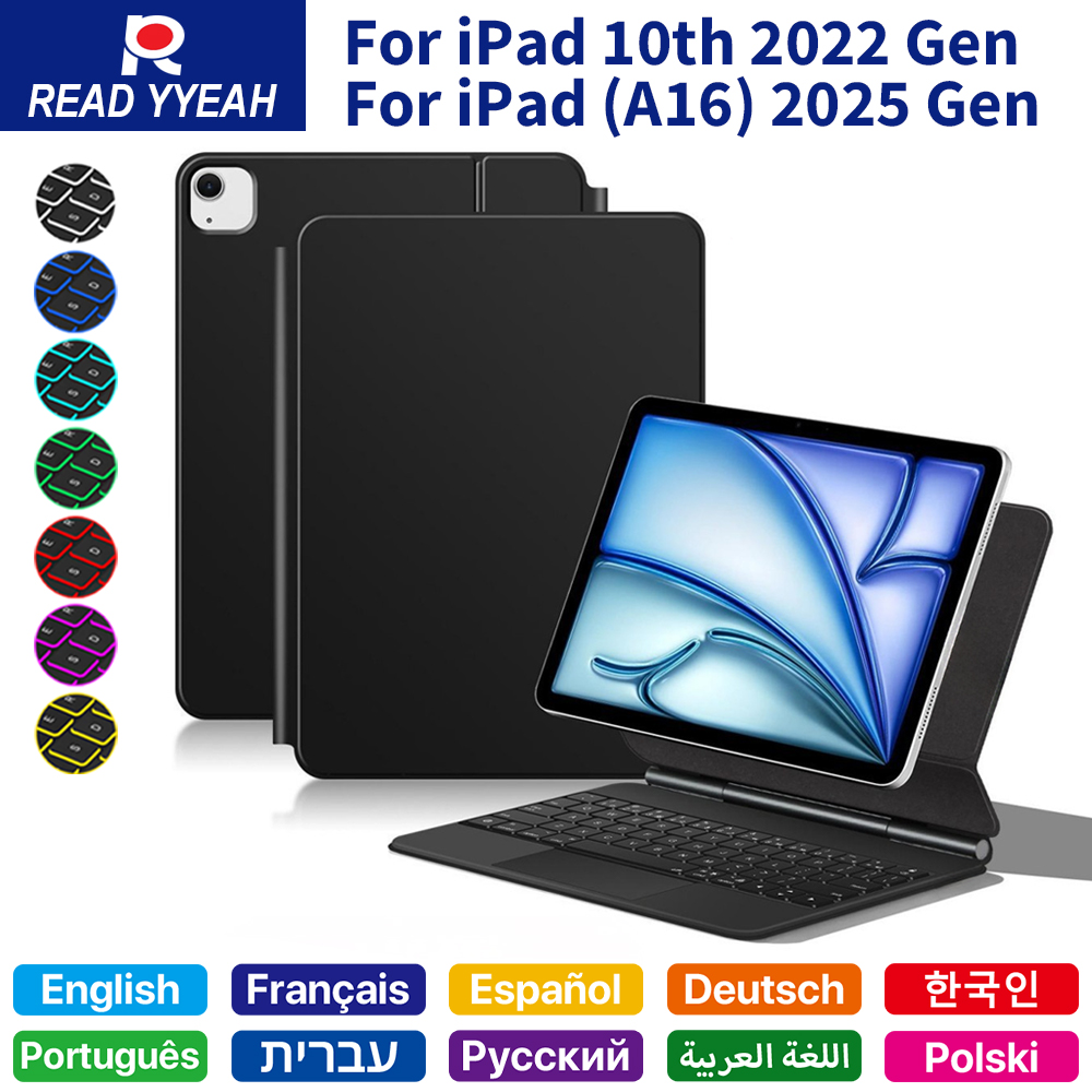 Tablet Ipad Accessories - 2026 เมจิกคีย์บอร์ดพร้อมบลูทูธสำหรับไอแพด 10 11 แม่เหล็กสมาร์ทเคสสำหรับไอแพด a16