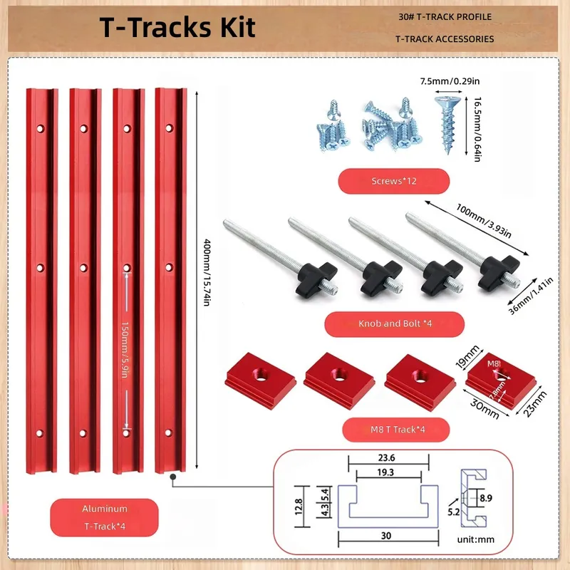Tablet Accessories Set - ชุดรางเลื่อน T30 T Slot สีแดง น้ำเงิน