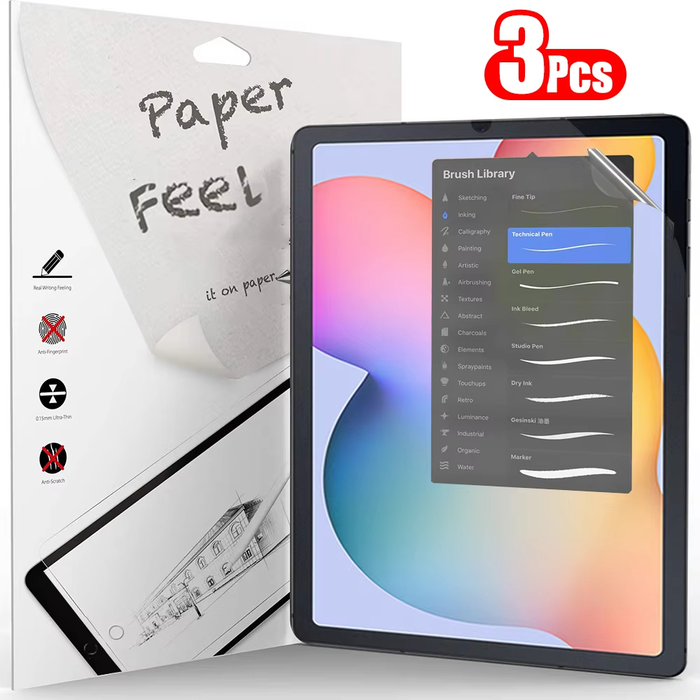 Paper Feel Screen Film - 3 ชิ้นกระดาษรู้สึกเหมือนป้องกันหน้าจอสำหรับซัมซุงกาแล็กซีแท็บ S7 S8 S9 S10
