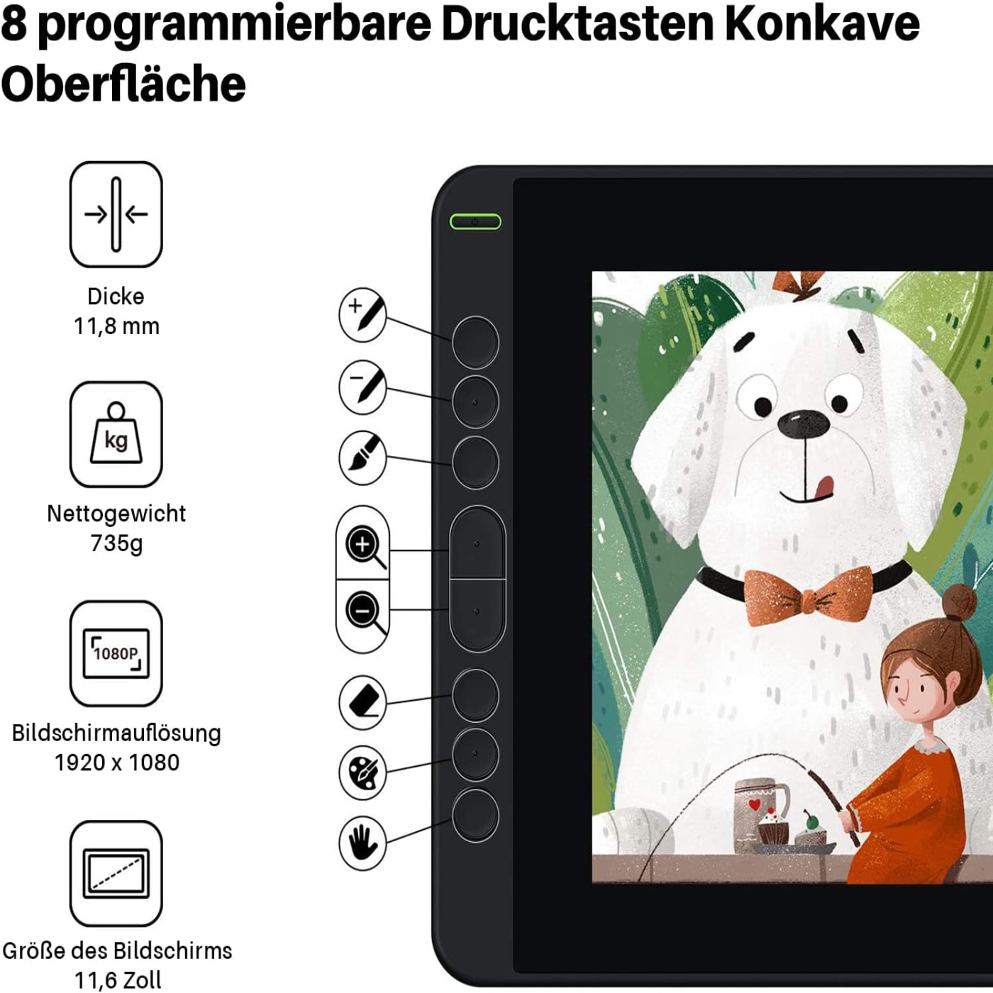 HUION Kamvas 12 จอภาพวาดขนาด 1 - Graphic Tablet Accessories บทวิจารณ์และราคา