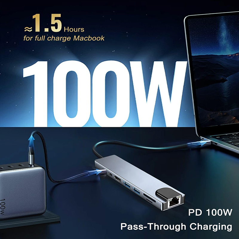 8 In 1 USB Type C Hub สําหรับ  - Hdmi Adapter Tablet บทวิจารณ์และราคา