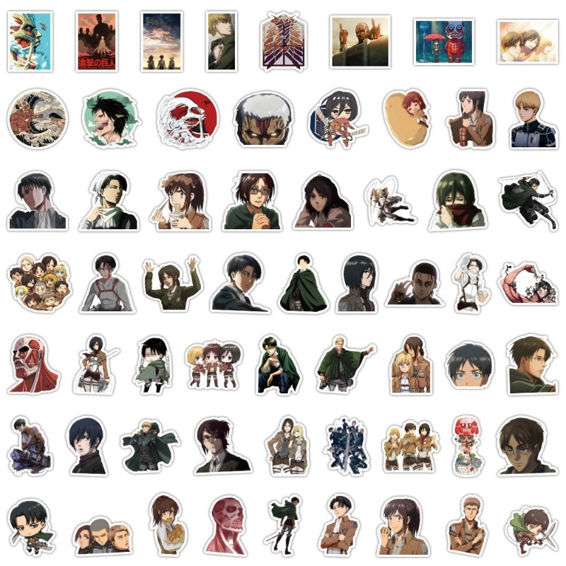 60 ชิ้นสติกเกอร์อนิเมะ Attack  - Tablet Cute Accessories บทวิจารณ์และราคา